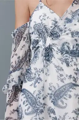 Keepsake the Label One Shoulder Asymmetric Mini Dress Paisley Print Size 8 for rent on The Volte - image 4