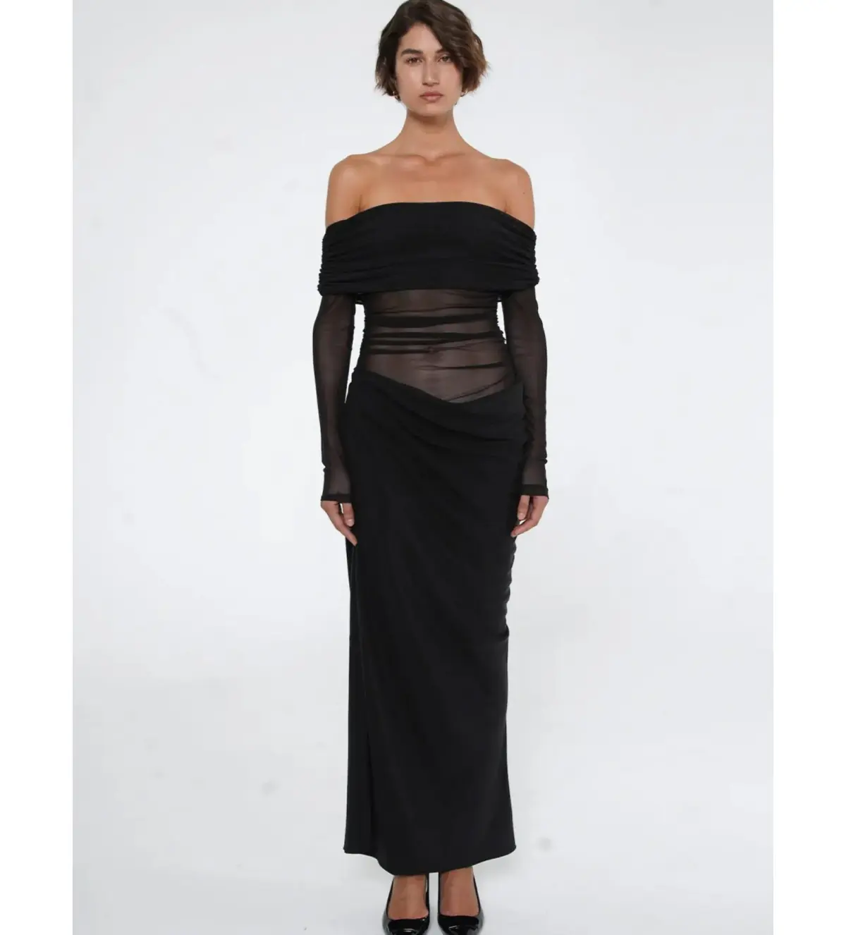 Benni Yasmin Off-Shoulder Maxi Dress Black Size 8 - Image 1