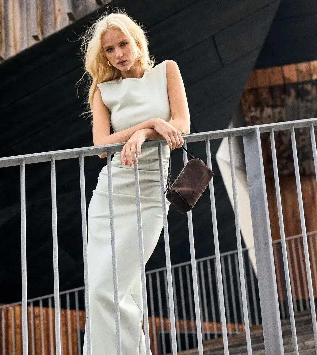 Romy Scuba Gathered Dress Mint Size 12 for rent on The Volte - main image