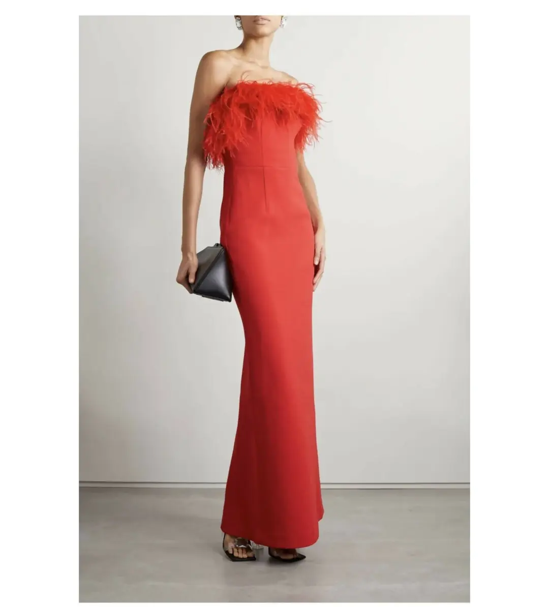 Rebecca Vallance Scarlett Strapless Feather Gown Red Size 6 for rent on The Volte - main image