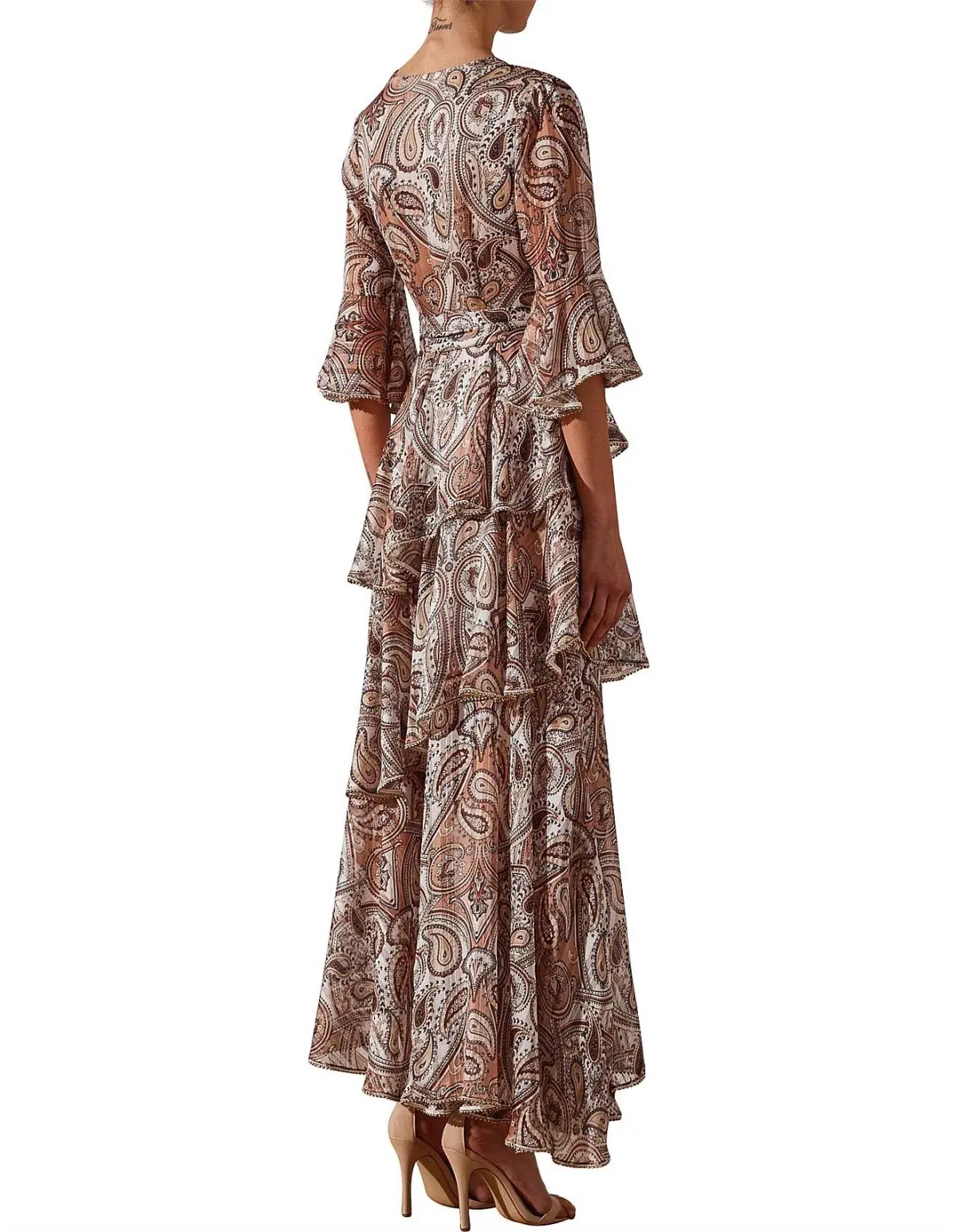 Shona Joy Pallenberg Tiered Maxi Dress Print Size 10 - Image 3