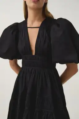 Aje Fallingwater Ruched Midi Dress in Black Size AU 16 for rent on The Volte - image 2