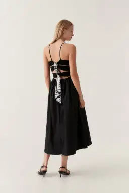 Aje Danica Tie Back Midi Dress Black Size AU 16 for rent on The Volte - image 4