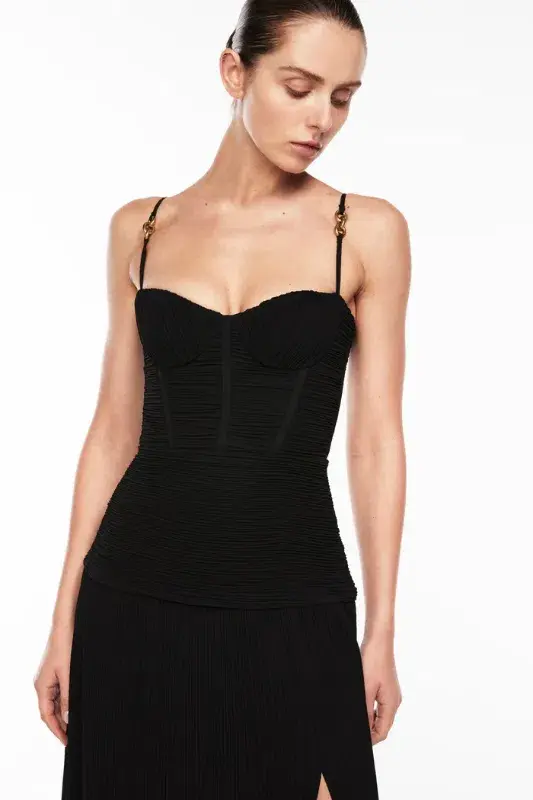 Manning Cartell Double Time Pleat Maxi Dress in Black Size AU 14 - Image 3