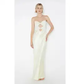 Bec and Bridge Halle Strapless Dress Ice Yellow Size AU 8