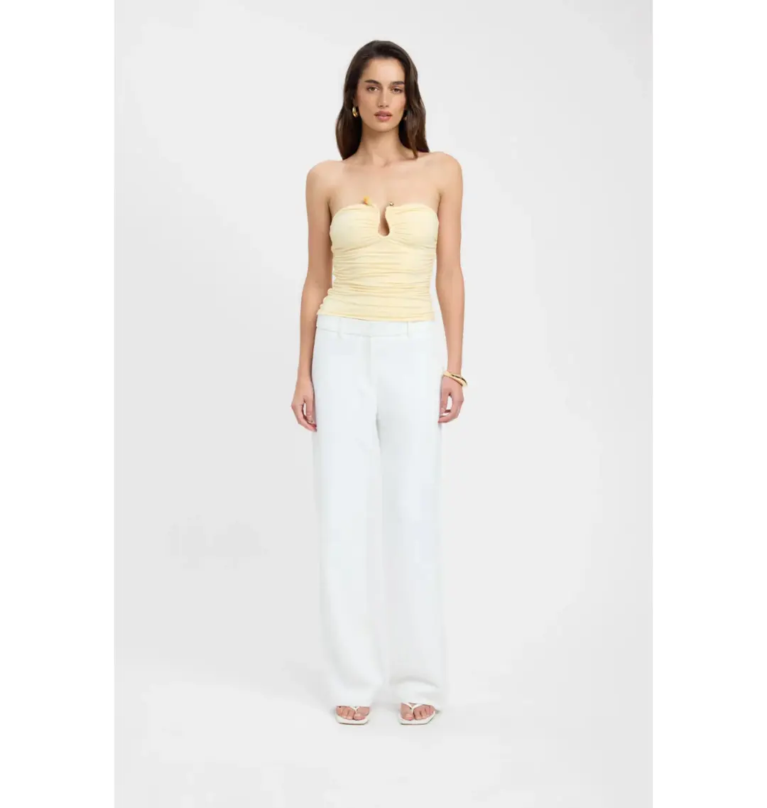 Kookai Tayla Trim Top Butter Yellow Size AU 6 for rent on The Volte - main image