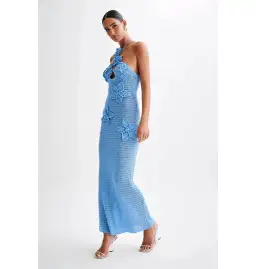 Meshki Floral Crochet Maxi Dress Cornflower Blue Size Small / AU 8 for rent on The Volte - image 3