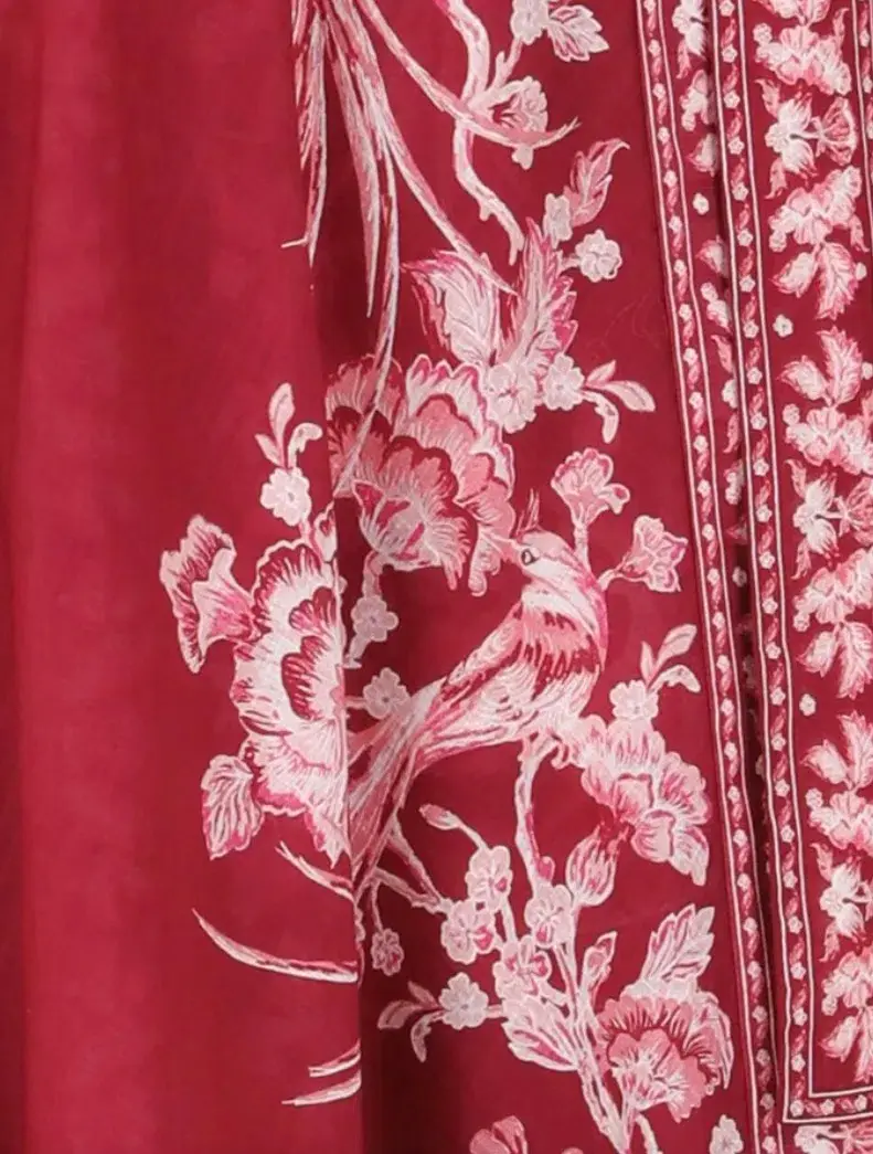 Zimmermann Tiggy Wrap Midi Dress Rhubarb Bird Floral Size 0 / 8 AU for rent on The Volte - main image