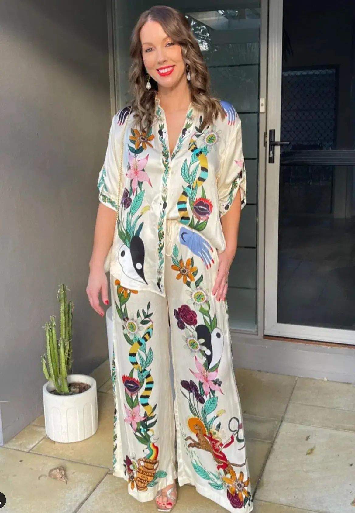 Alemais Meagan Silk Shirt & Pants Set Size 14 - Image 2