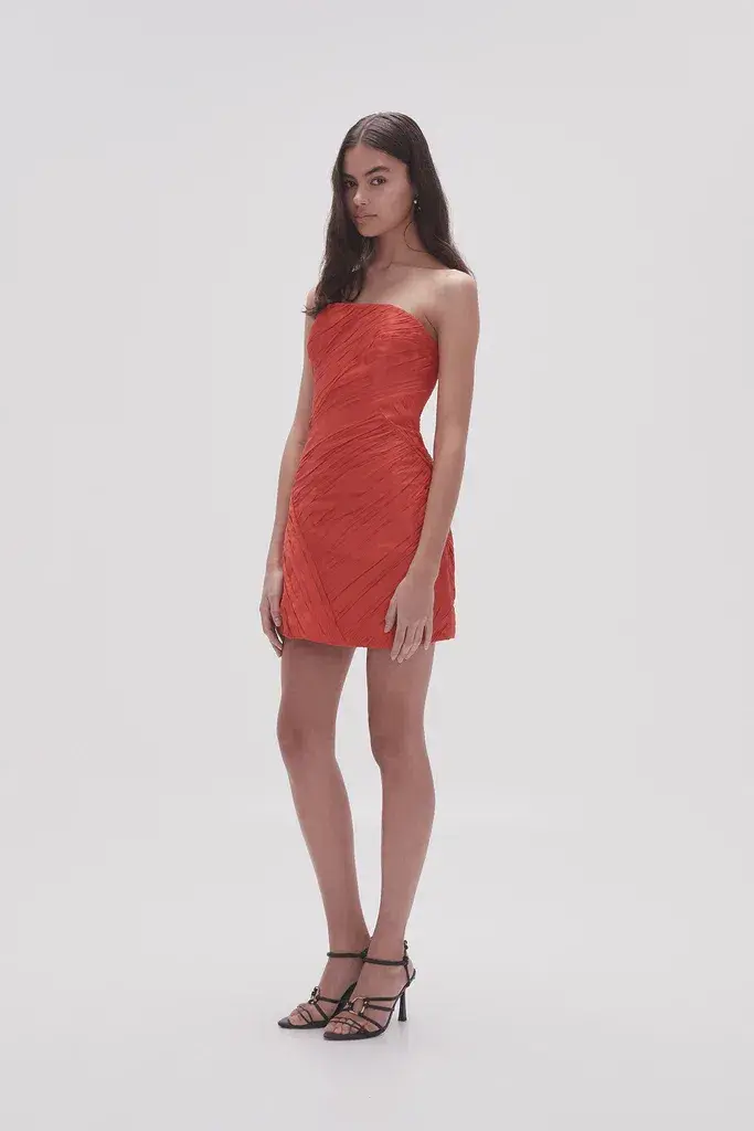 Aje Anima Ruched Mini Dress Size 12 for rent on The Volte - main image