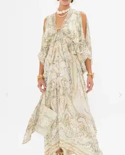 Camilla Ivory Tales Silk Kaftan With Hardware Cream One Size for rent on The Volte - image 5