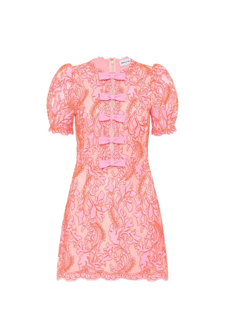 Rebecca Vallance Maribella Bow Mini Dress Pink Size AU 8 - Image 4