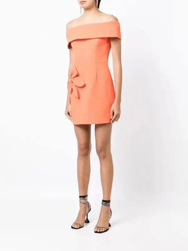 Rebecca Vallance Loretta Off Shoulder Mini Dress Orange Size 10 for rent on The Volte - main image