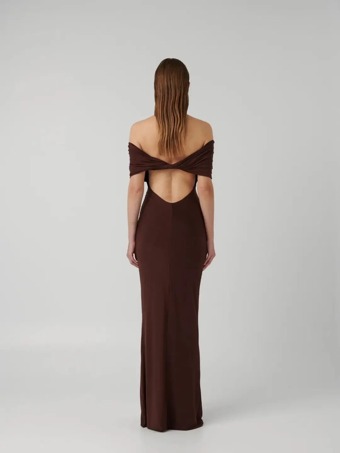 Effie Kats Viela Gown Cocoa Brown Size XS (6 AU) for rent on The Volte - main image