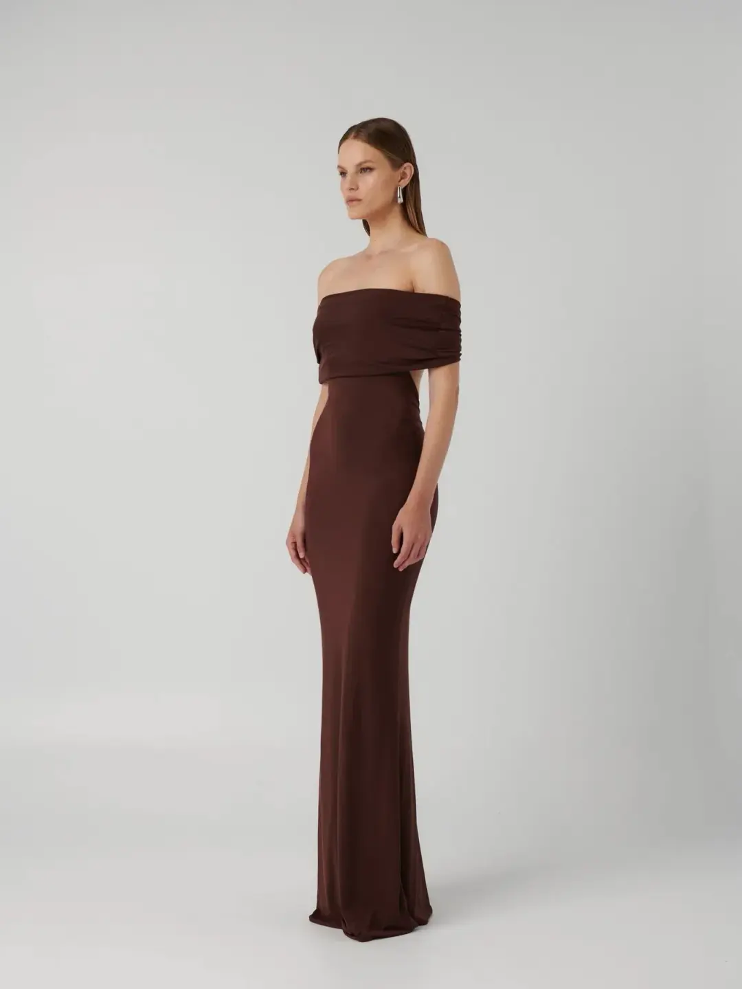 Effie Kats Viela Gown Cocoa Brown Size XS (6 AU) for rent on The Volte - main image