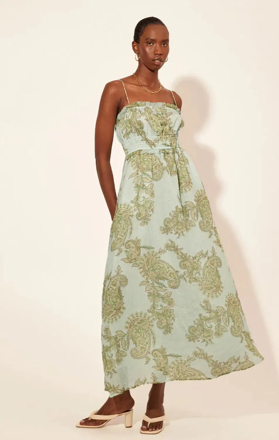 Kivari Zoe Strappy Maxi Dress Paisley In A Fresh Mint Size 12 for rent on The Volte - main image