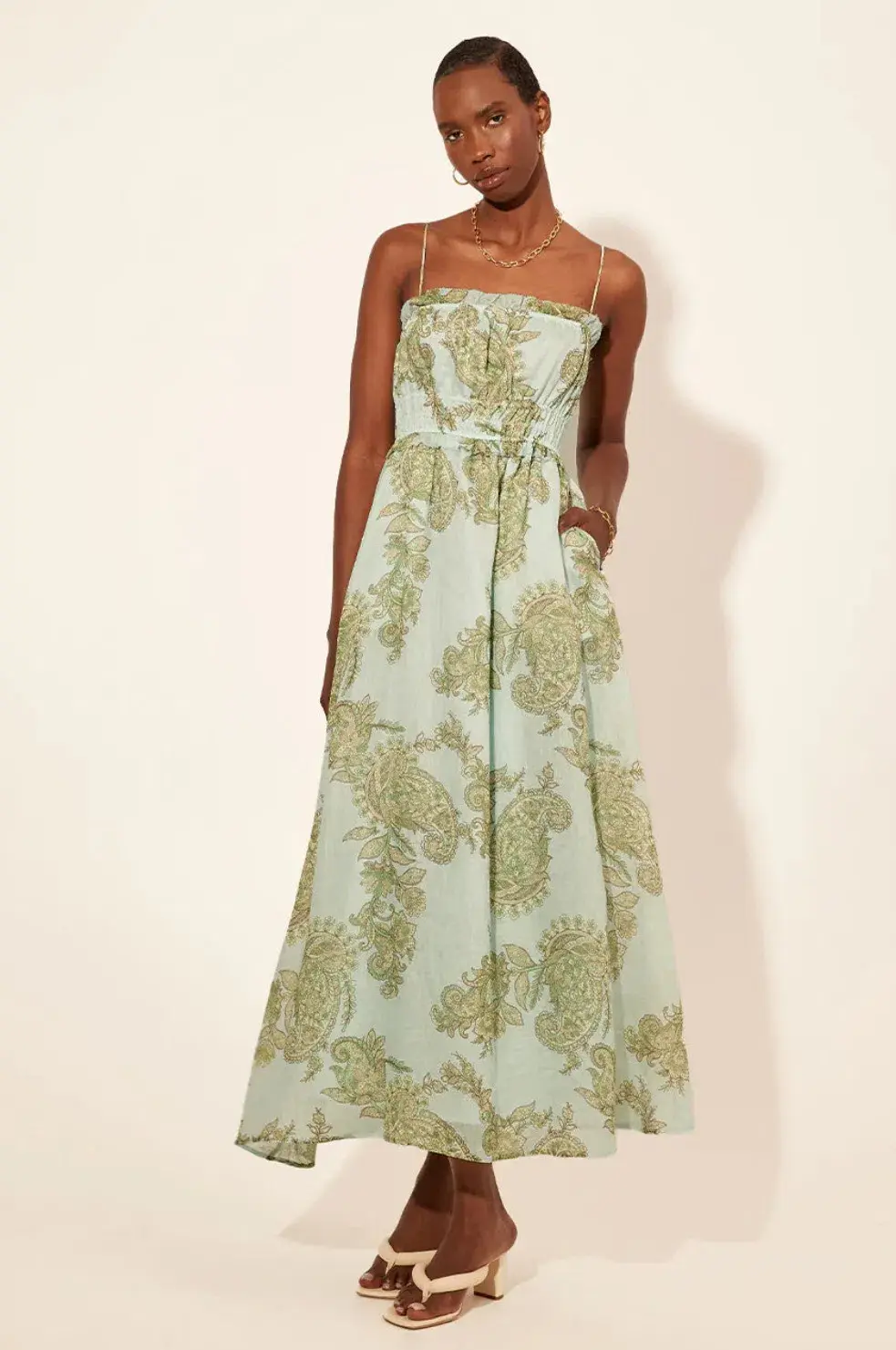 Kivari Zoe Strappy Maxi Dress Paisley In A Fresh Mint Size 12 for rent on The Volte - main image