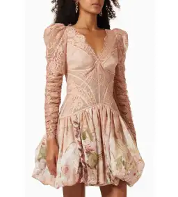 Zimmermann The Dancer Lace Mini Dress in Blush Garden Floral Size 1/Au 8 for rent on The Volte - image 2