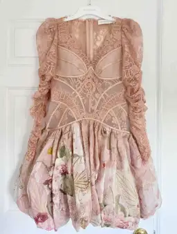 Zimmermann The Dancer Lace Mini Dress in Blush Garden Floral Size 1/Au 8 for rent on The Volte - image 3