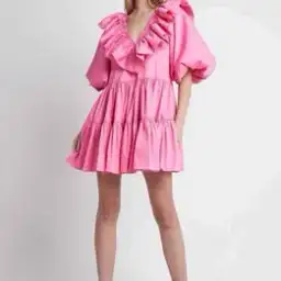 Aje Solstice Dress Ruffle Tiered Smock Dress Pink Size 6 for rent on The Volte - image 2