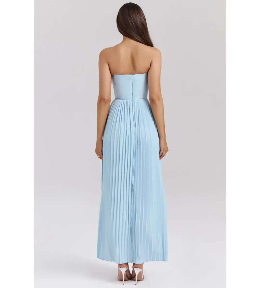 House of CB Marcella Pleated Maxi Dress Ocean Blue Size 8 for rent on The Volte - main image