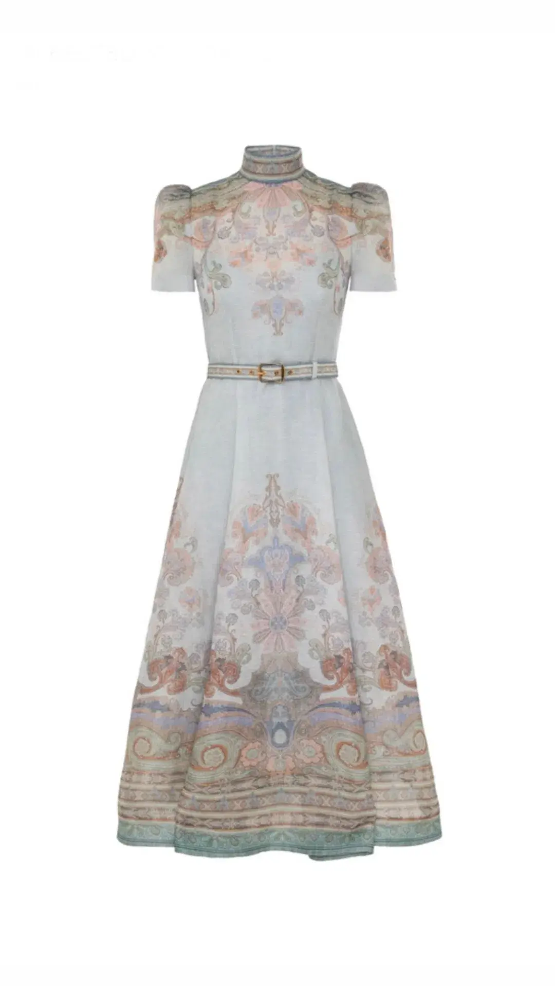 Zimmermann The Eden Belted Midi Dress in Blue Paisley Size 2 /12 for rent on The Volte - main image