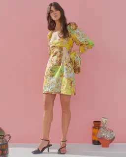 Alemais Matilde Puff Sleeve Mini Dress Multi Size 10