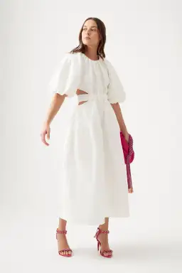 Aje Mimosa Cutout Midi Dress Ivory Size AU 4 for rent on The Volte - image 1