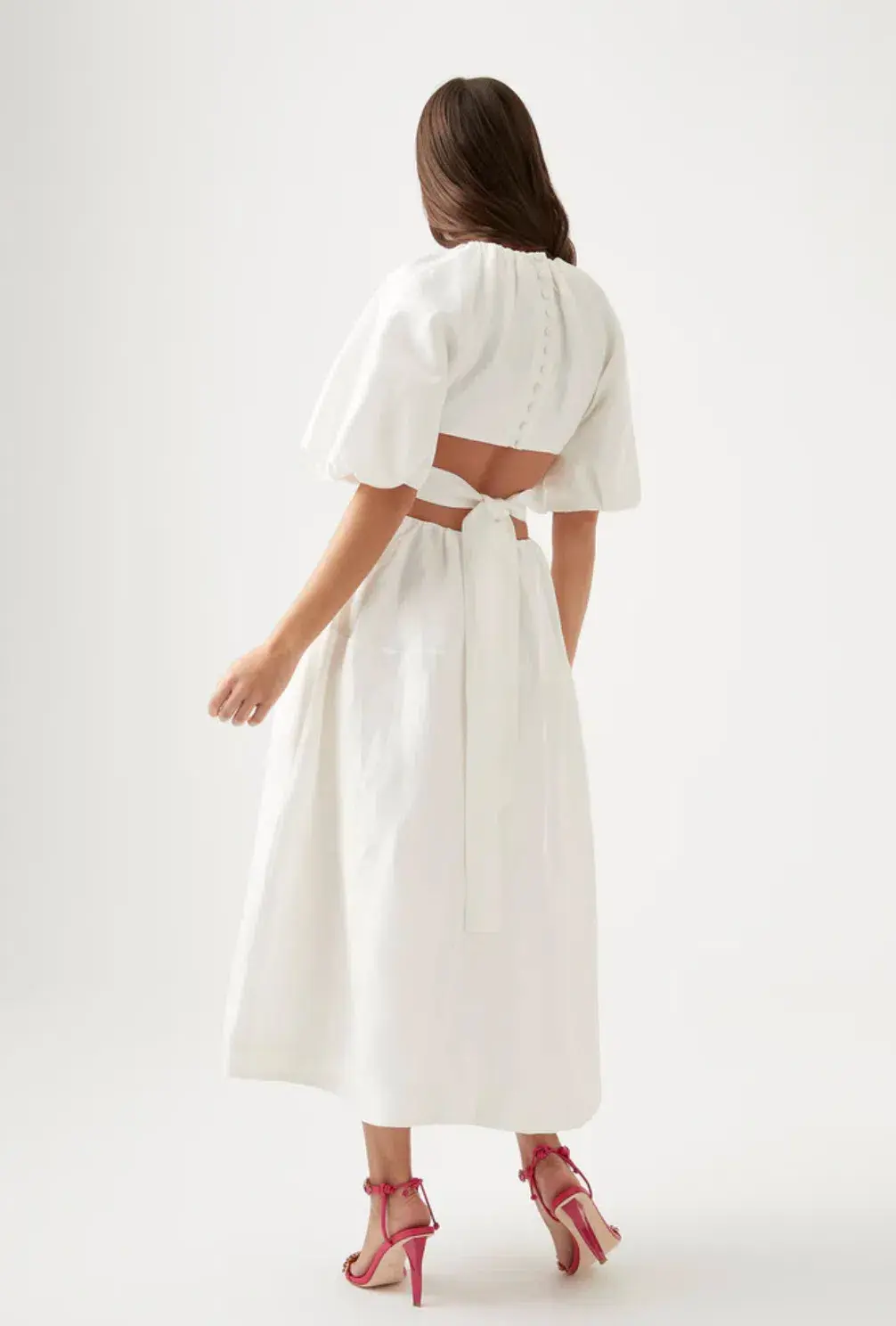 Aje Mimosa Cutout Midi Dress Ivory Size AU 4 for rent on The Volte - main image