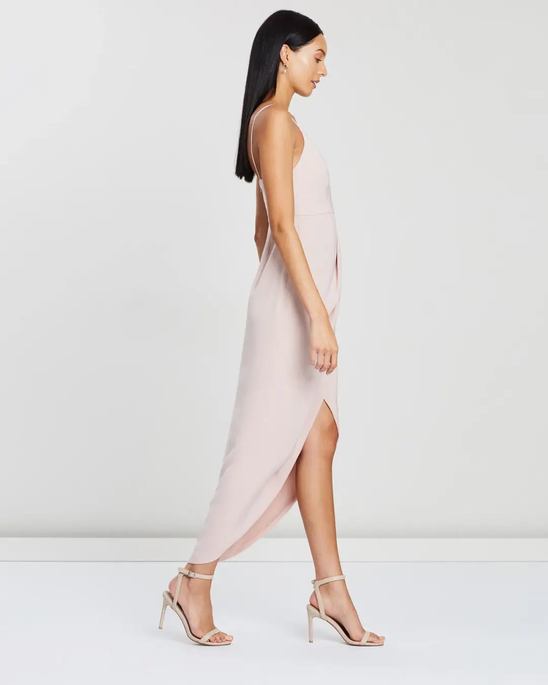 Shona Joy Core Cocktail Draped Midi Dress Ballet Pink Size 6 for rent on The Volte - main image