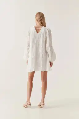 Aje Evelina Ruched Mini Dress in Ivory Size 8 for rent on The Volte - image 2