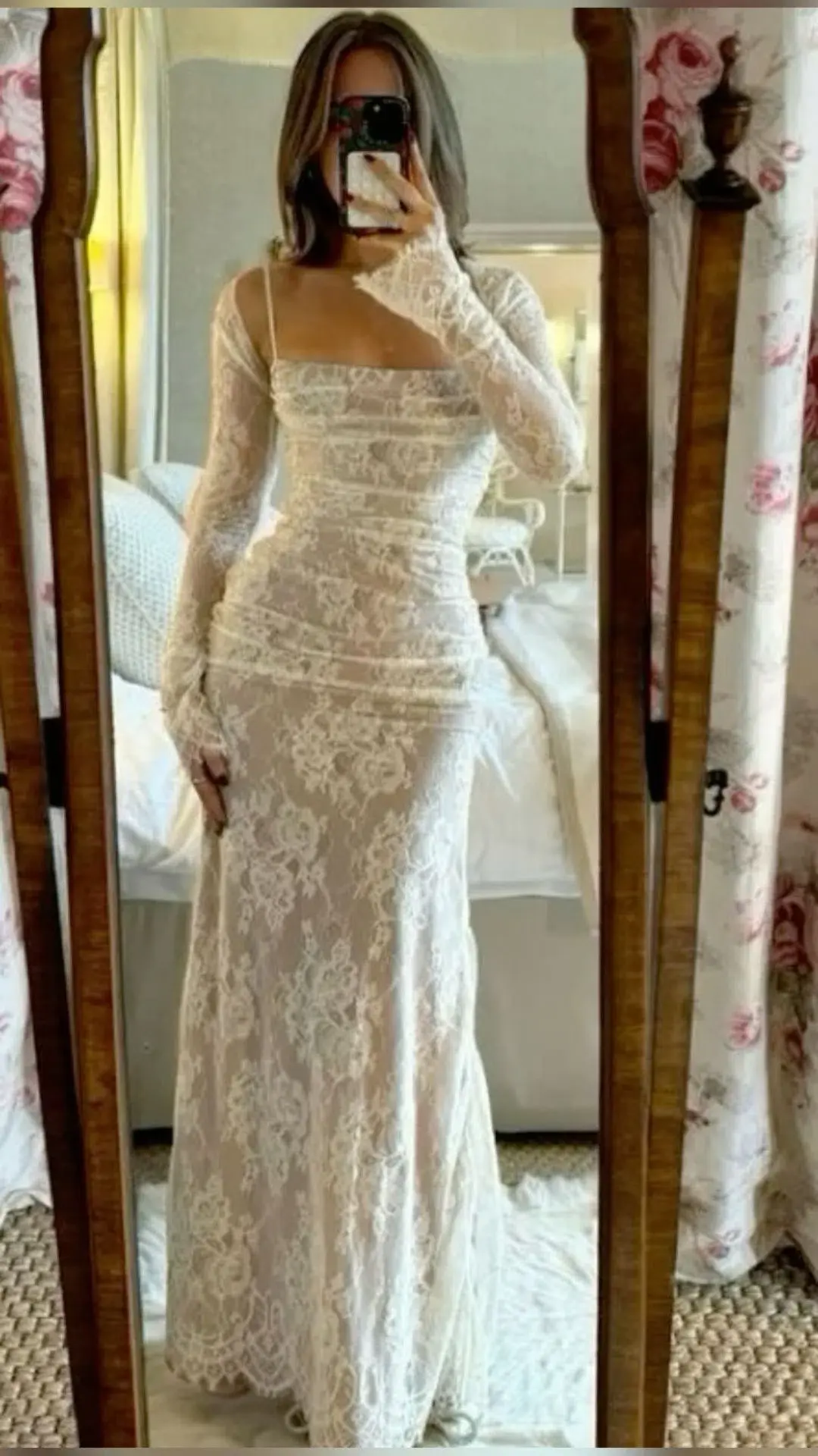 House of CB Artemis Lace Maxi Dress in Vintage Cream Size 10 for rent on The Volte - main image