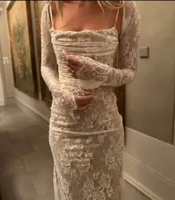 House of CB Artemis Lace Maxi Dress in Vintage Cream Size 10 for rent on The Volte - image 2