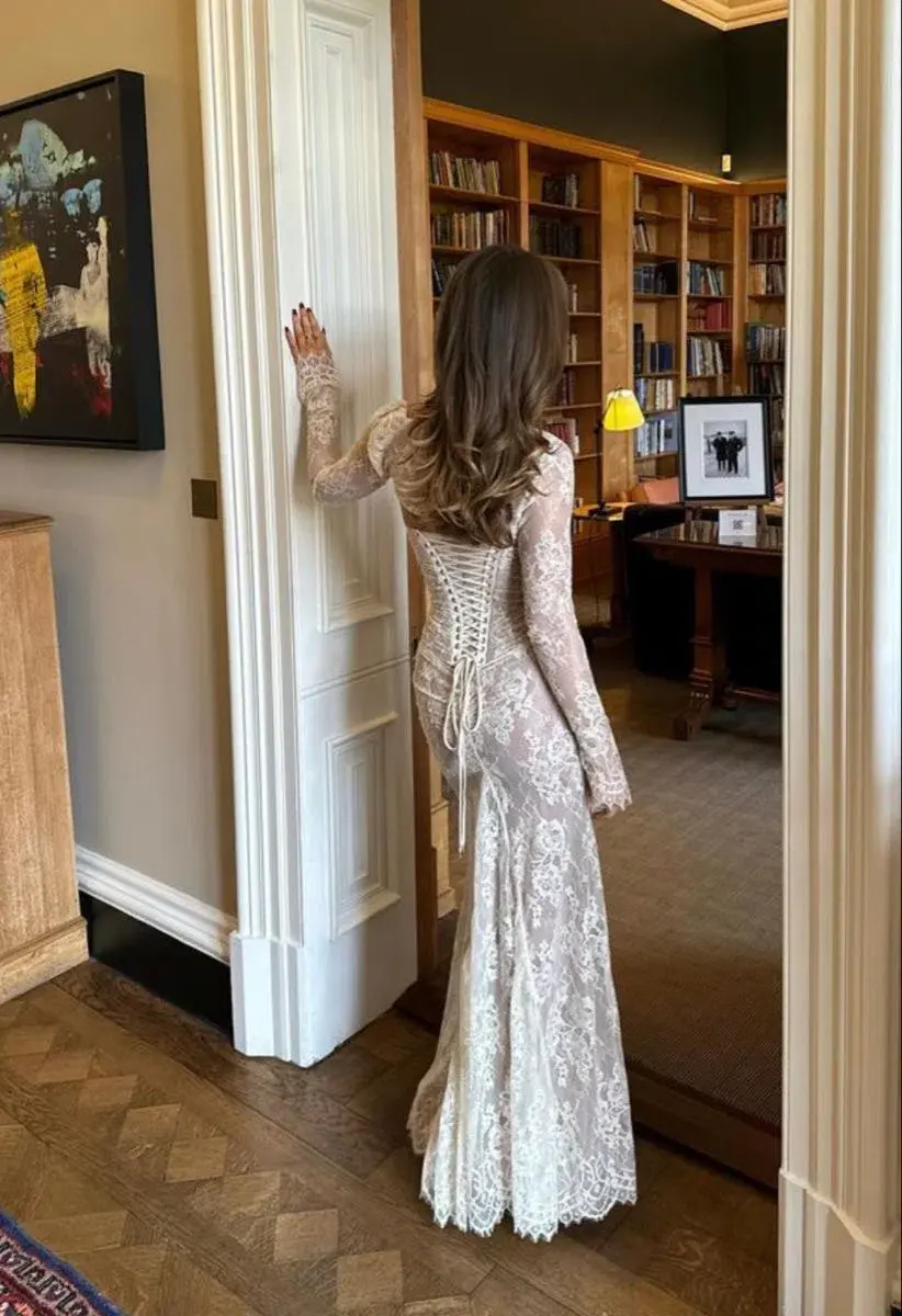 House of CB Artemis Lace Maxi Dress in Vintage Cream Size 10 for rent on The Volte - main image