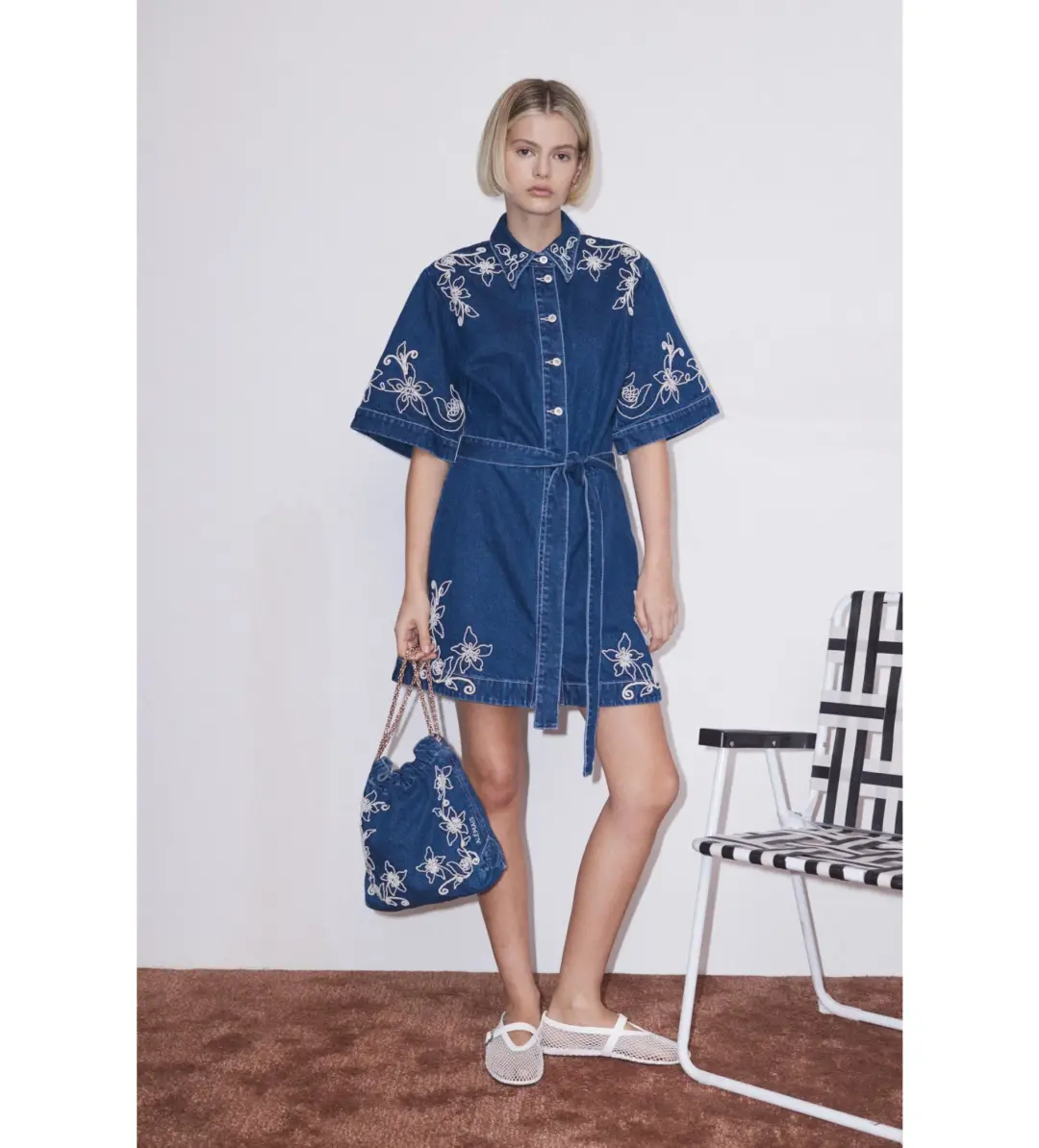 Alemais Carmen Mini Dress Light Blue Size 8 for rent on The Volte - main image