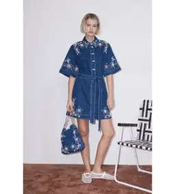 Alemais Carmen Mini Dress Light Blue Size 8 for rent on The Volte - image 1