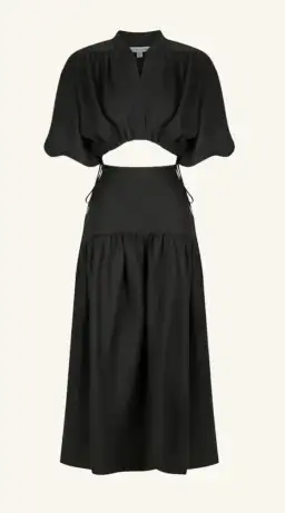 Shona Joy Mare Linen Deconstructed Midi Dress Black Size 8 for rent on The Volte - image 3