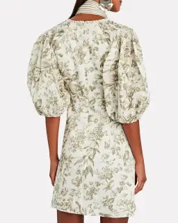 Zimmermann Linen Day Mini Dress Olive Toile Print Size 0 / AU 8 for rent on The Volte - image 2