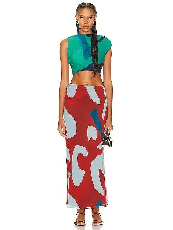 Sir the Label Frankie Gathered Skirt & Emerald Top Set Ruby Reflection Size 6 for rent on The Volte - main image