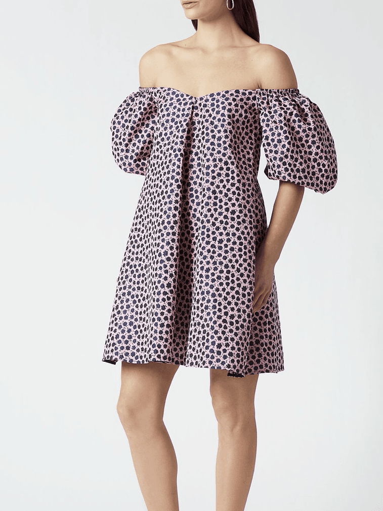 Scanlan Theodore Floral Trapeze Mini Dress Pink Size 6 for rent on The Volte - main image