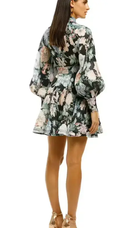 Zimmermann Verity Rouleau Short Dress Floral Size 0P/Au 6 for rent on The Volte - main image