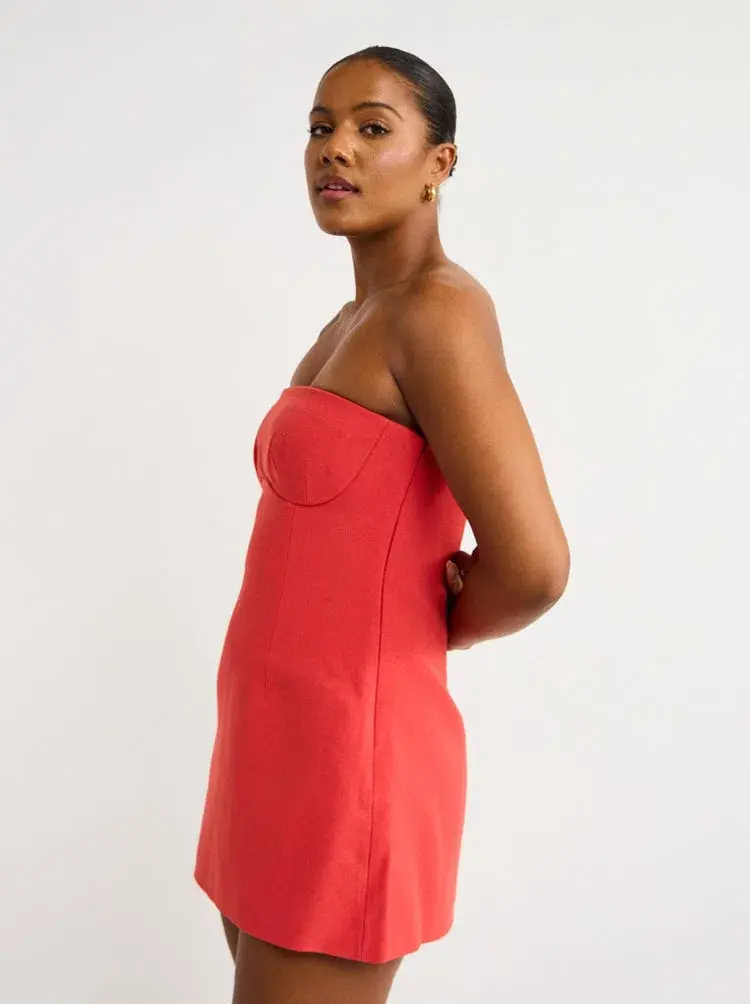 Sir the Label Spoerri Sculptured Mini Dress in Red Size 2 for rent on The Volte - main image