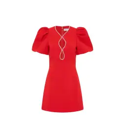 Rebecca Vallance Karina Puff Sleeve Mini Dress Red Size 8 for rent on The Volte - image 3