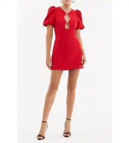 Rebecca Vallance Karina Puff Sleeve Mini Dress Red Size 8 for rent on The Volte - image 1