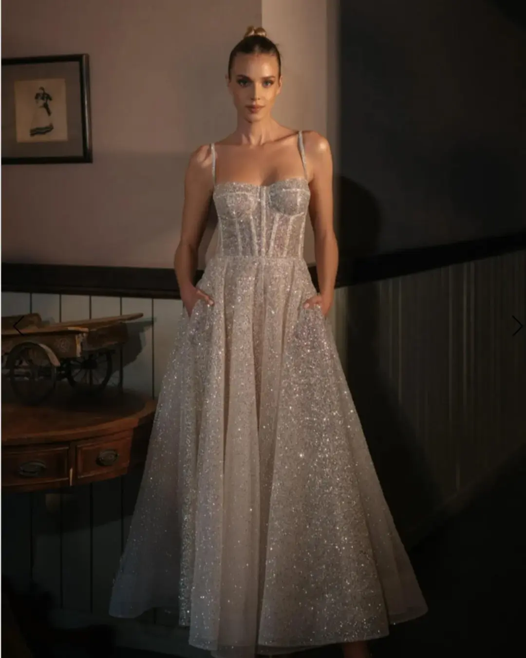 A-Line Sparkle Reception Wedding Dance Dress – Shimmer & Grace Size 6 - 8 for rent on The Volte - main image