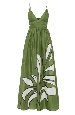 Aje Planetary Maxi Dress Abstract Fern Green Size 8 for rent on The Volte - image 4