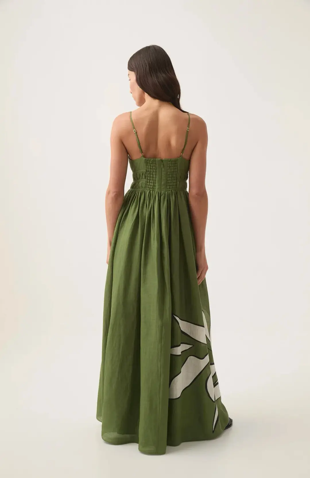 Aje Planetary Maxi Dress Abstract Fern Green Size 8 for rent on The Volte - main image