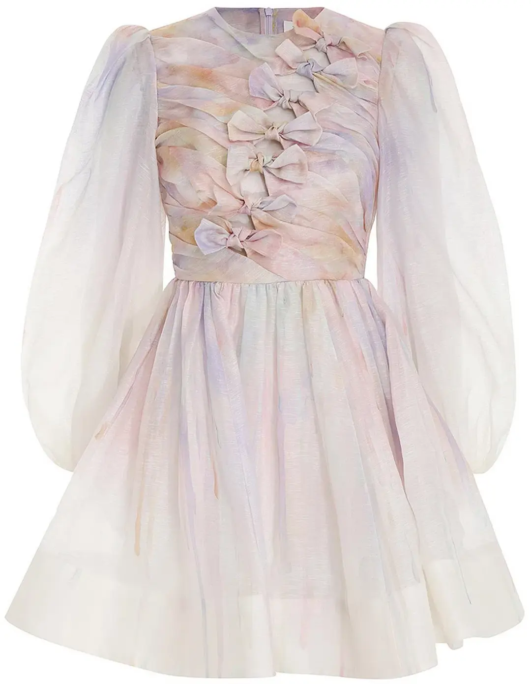 Zimmermann Rhythmic Knot Mini Dress Abstract Rainbow Size 1 / AU 10 for rent on The Volte - main image