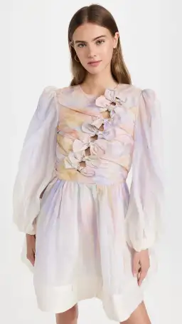 Zimmermann Rhythmic Knot Mini Dress Abstract Rainbow Size 1 / AU 10 for rent on The Volte - image 2