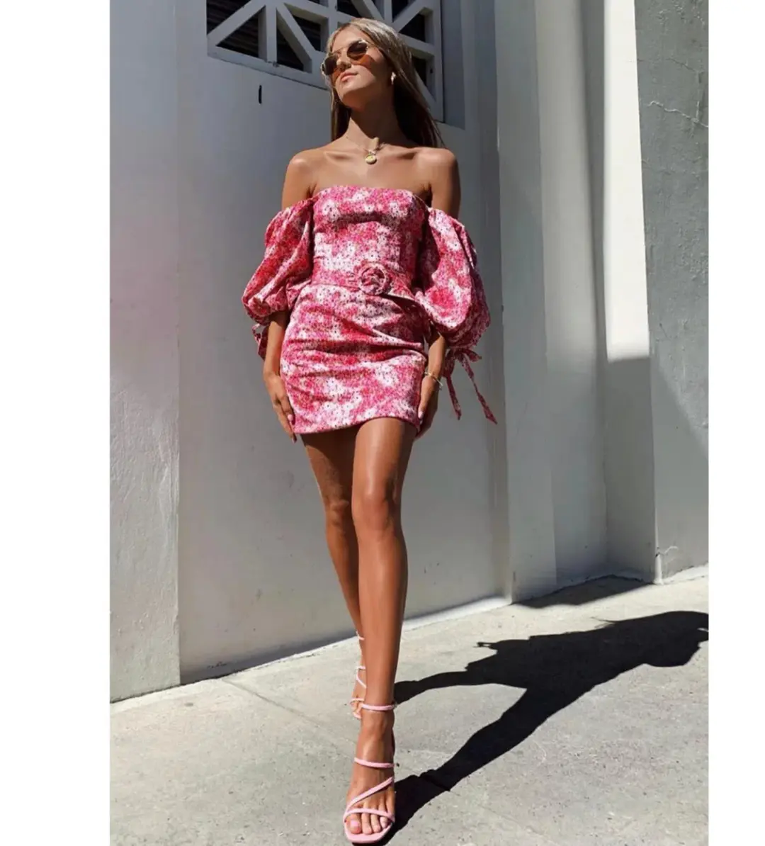 Sheike Ditsy Floral Mini Dress Pink Size 12 for rent on The Volte - main image